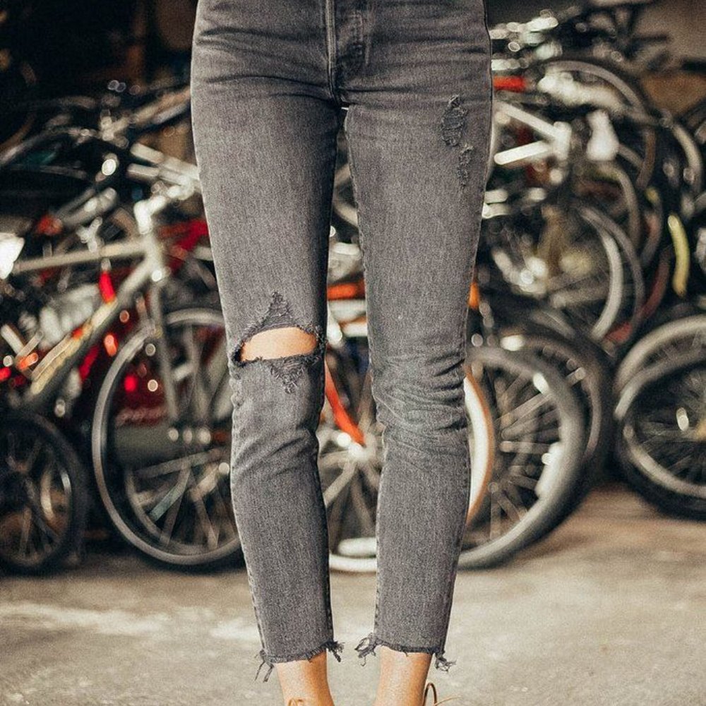 Well Worn Black 501 Skinny Jeans